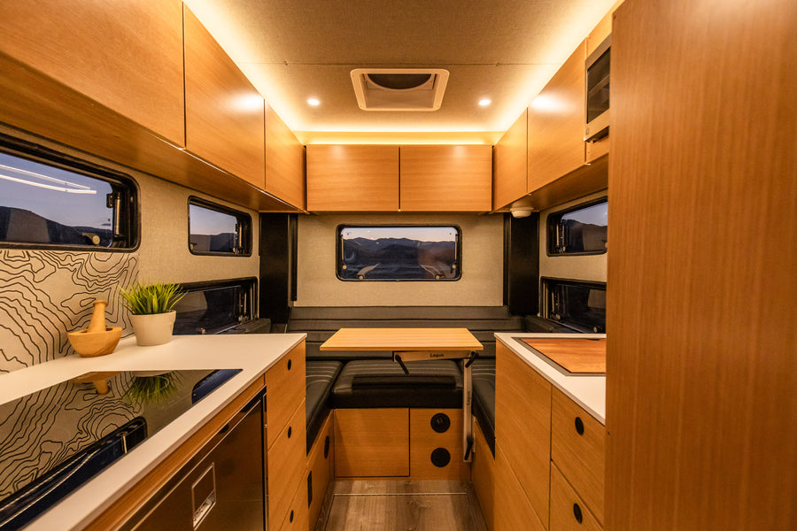 Warm wood, Corian, and expansive windows